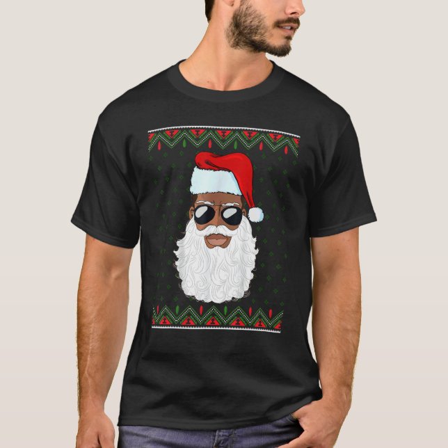 Camiseta Santa Claus Black Xmas Santa Afro African American (Frente)