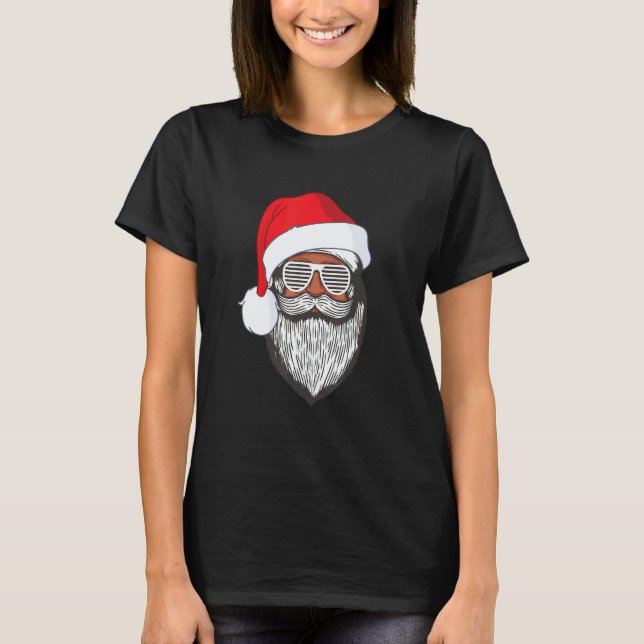Camiseta Santa Claus Black Xmas Santa Afro African American (Frente)