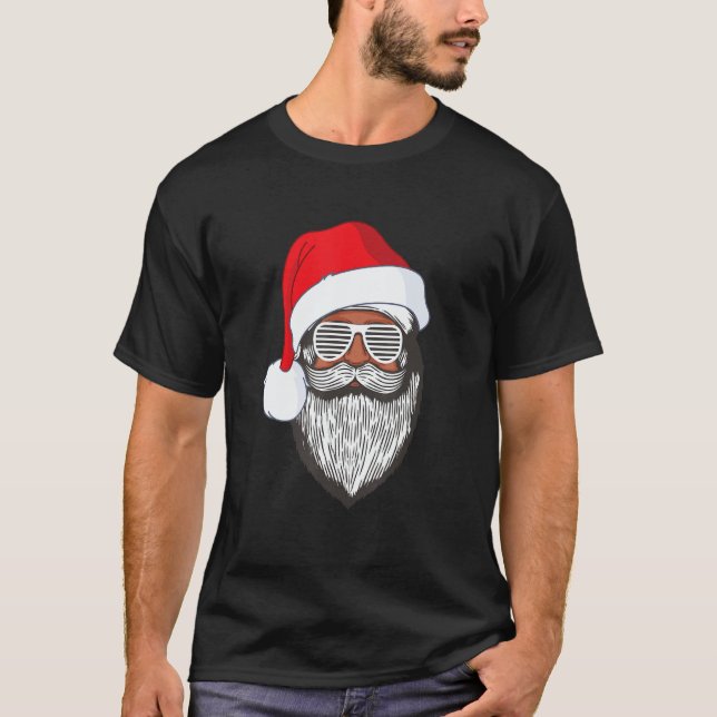Camiseta Santa Claus Black Xmas Santa Afro African American (Frente)