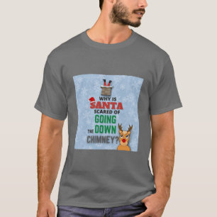 Camiseta Santa Claus chimney flocos de neve engraçados azu