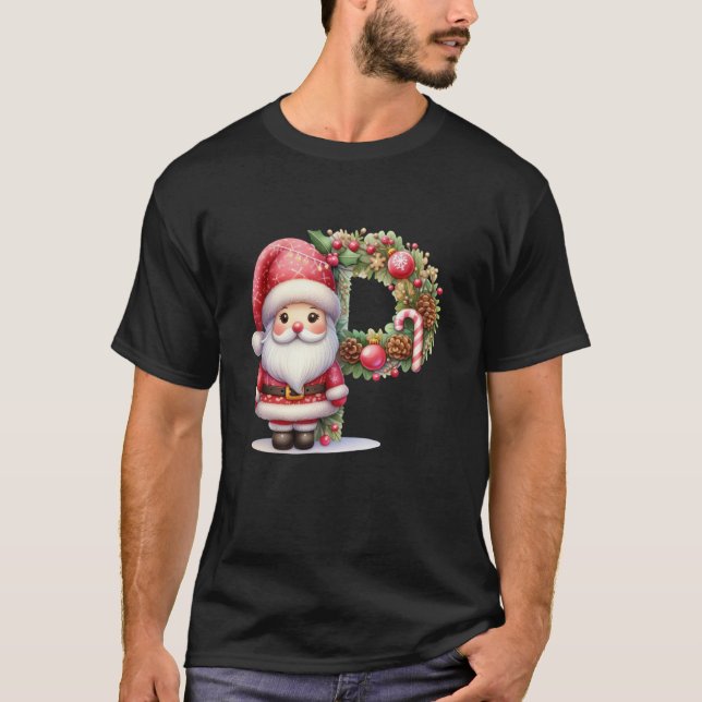 Camiseta Santa Claus Christmas Wreath Festivo Chee - Letra (Frente)