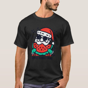 Camiseta Santa Claus Comendo Melancia Vintage Melon Xmas L