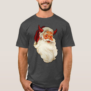 Camiseta Santa Claus Devil Satã Horns Engraçado Presente