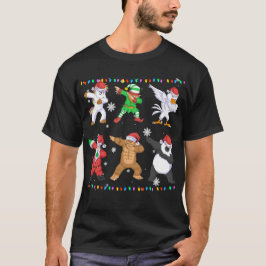 Camiseta santa claus e elf e amigos dabbing christmas