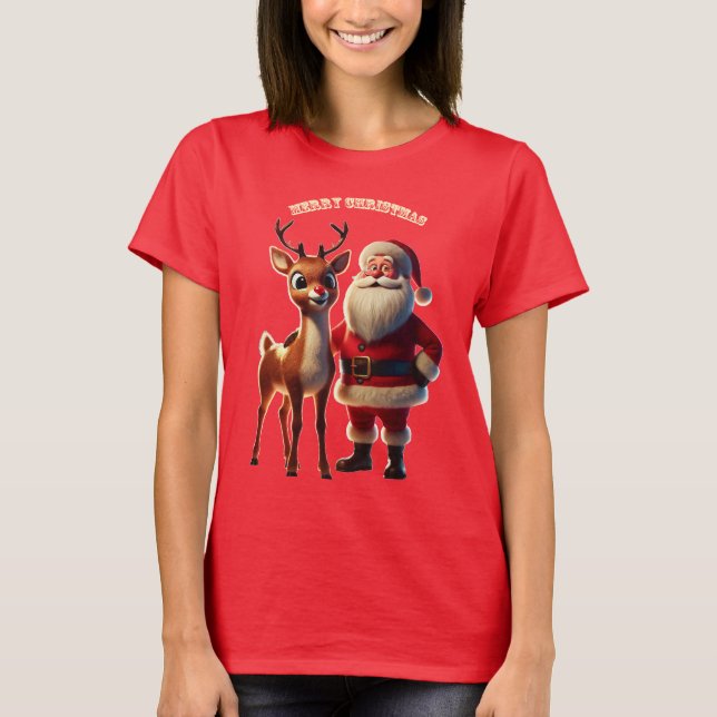 Camiseta Santa Claus e Rudolph, o URM da Névoa Vermelha (Frente)
