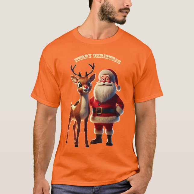 Camiseta Santa Claus e Rudolph, o URM da Névoa Vermelha (Frente)