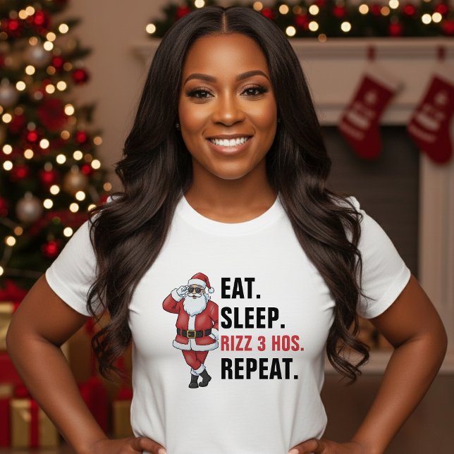 Camiseta Santa Claus Eat Sleep Rizzmas Repeat Christmas (Criador carregado)