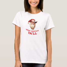 Camiseta SANTA CLAUS em um COWBOY HAT Feliz Natal que você 