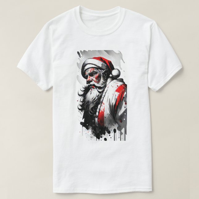 Camiseta Santa Claus Encara Tinta Espalheira de Natal (Frente do Design)