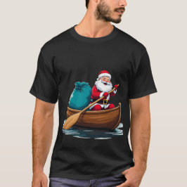Camiseta santa claus engraçado ao remar a t-shirt do barco
