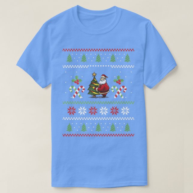 Camiseta Santa Claus Fir Tree Ugly Christmas, Papai Noel (Frente do Design)