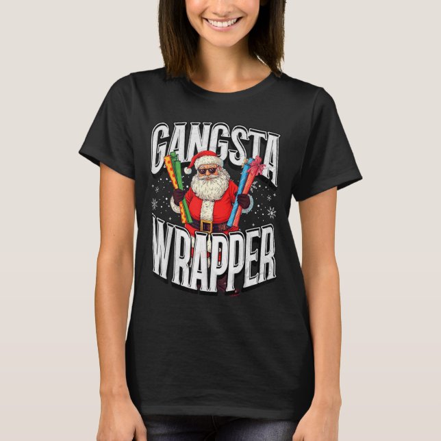 Camiseta Santa Claus Gangsta Wrapper Funny Christmas  (Frente)