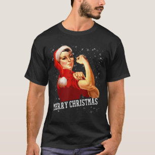 Camiseta Santa Claus Hat Christmas Rosie the Riveter Shirt