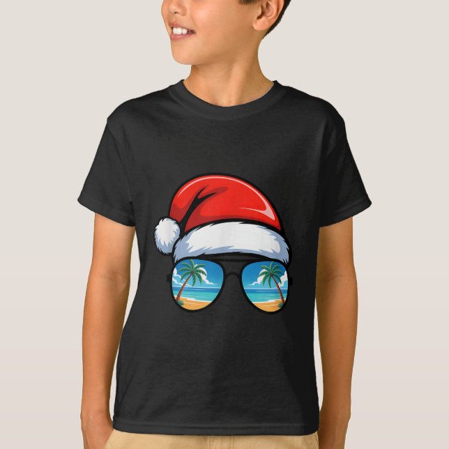 Camiseta Santa Claus Hat Sungles Beach Christmas In July Su (Frente)