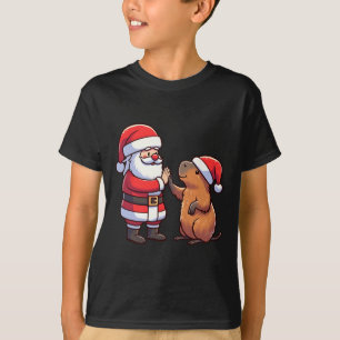 Camiseta Santa Claus High-fiving Capybara Christmas Toddler