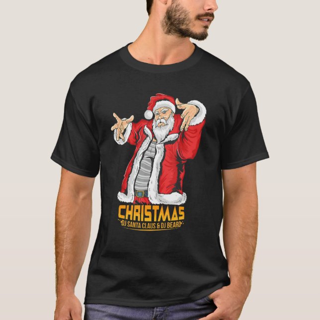 Camiseta Santa Claus Hip Hop DJ Music Xmas Pajama Christmas (Frente)
