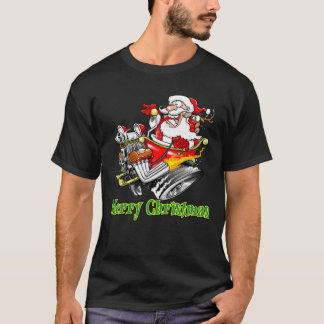 Camiseta Santa Claus Hot Rod Sleigh Merry Christmas Classic