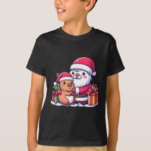 Camiseta Santa Claus Hugging Cute Capybara Christmas Matchi