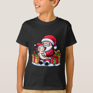 Camiseta Santa Claus Hugs Axolotl Natal Família Pajama M