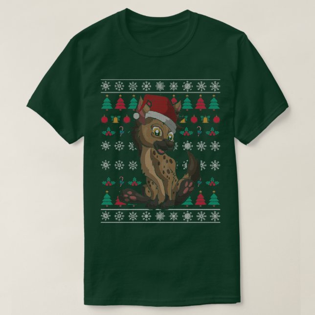 Camiseta Santa Claus Hyena Ugly Christmas (Frente do Design)