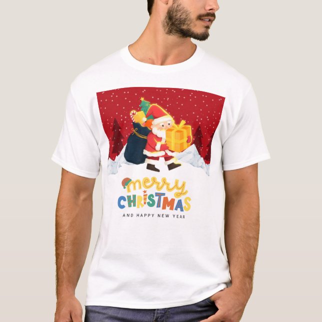 Camiseta Santa Claus in a Magical Winter Wonderland — Merry (Frente)