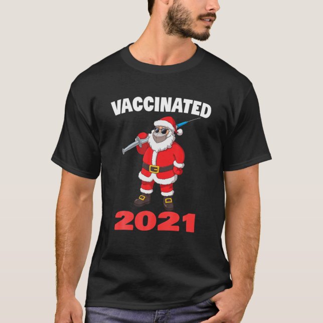 Camiseta Santa Claus In Mask With Syringe Christmas Vaccina (Frente)