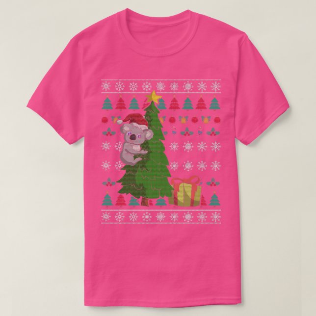 Camiseta Santa Claus Koala Retro Ugly Christmas (Frente do Design)