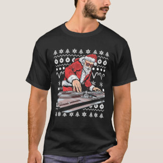 Camiseta Santa Claus Music DJ Ugly Christmas Tacky Xmas Gif
