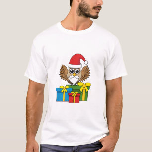 Camiseta Santa Claus Owl com Presentes