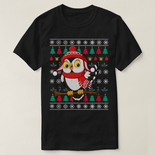 Camiseta Santa Claus Owl Ugly Christmas (Frente do Design)