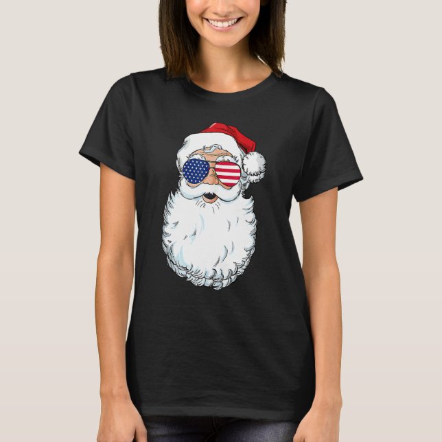 Camiseta Santa Claus Patriotic USA Sunglasses Christmas in  (Frente)