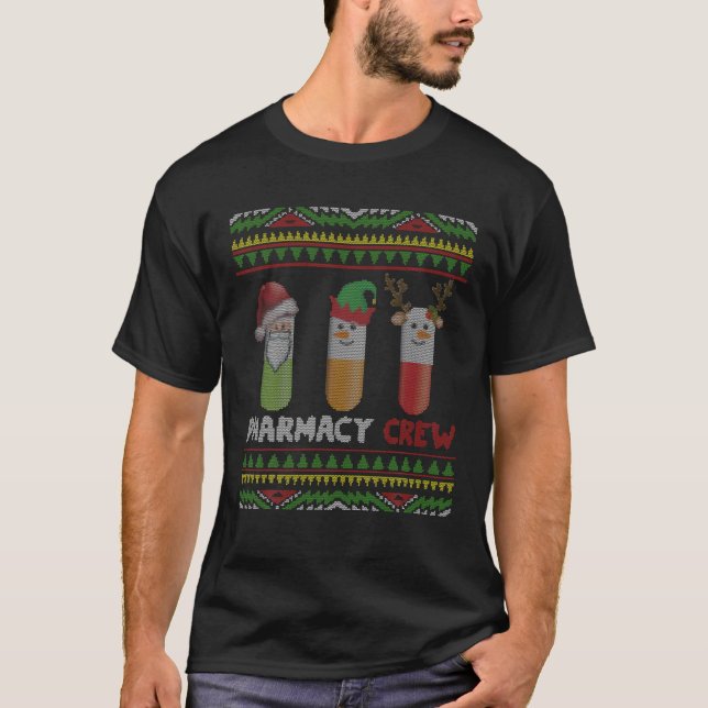 Camiseta Santa Claus Pharmacy Crew Pills Snowman (Frente)