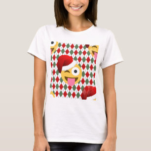Camiseta santa claus piscar os olhos emoji