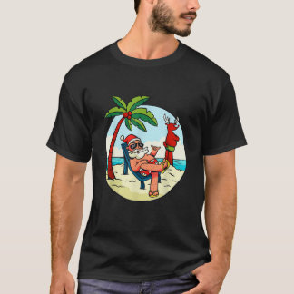 Camiseta Santa Claus Reindeer Beach Swimming Trunks Palm Tr