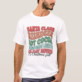Camiseta Santa Claus Reindeer Cacau Quente Retro Natal