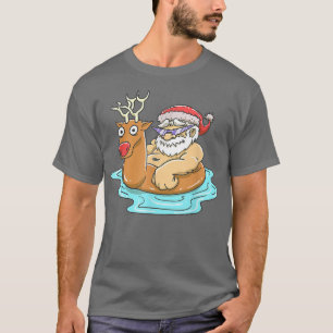 Camiseta Santa Claus Reindeer Piscina Float Summer Festa de