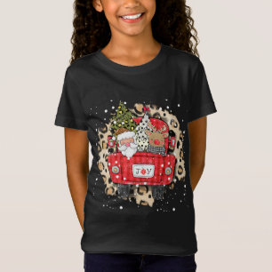 Camiseta Santa Claus Reindeer Red Truck Christmas Snow Leop