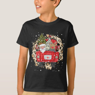 Camiseta Santa Claus Reindeer Red Truck Christmas Snow Leop