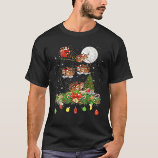Camiseta Santa Claus Riding Chipmun Reindeer Sleigh Xmas Da