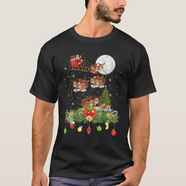 Camiseta Santa Claus Riding Chipmun Reindeer Sleigh Xmas Da (Frente)