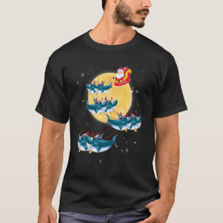 Camiseta Santa Claus Riding Shark Christmas Xmas For Mens
