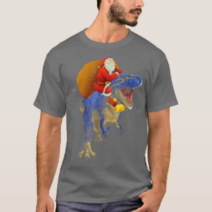 Camiseta Santa Claus Riding T rex Dinosaur Christmas Boys G