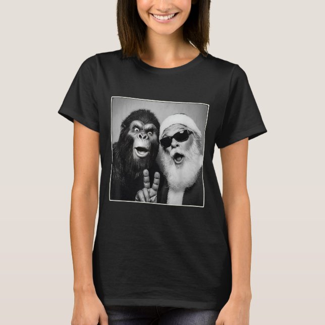 Camiseta Santa Claus Selfie Bigfoot Christmas Funny Sasquat (Frente)