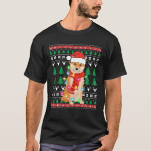 Camiseta Santa Claus Shiba Inu Xmas Iluminando Feio Natal