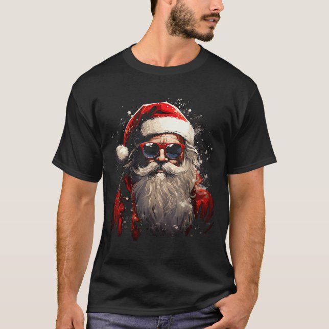 Camiseta Santa Claus Silhouette Christmas Sungles Caricatur (Frente)