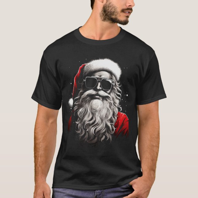 Camiseta Santa Claus Silhouette Christmas Sungles Caricatur (Frente)