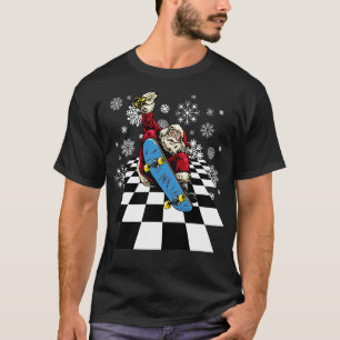 Camiseta Santa Claus Skateboard Skateboard Snowflakes Ch