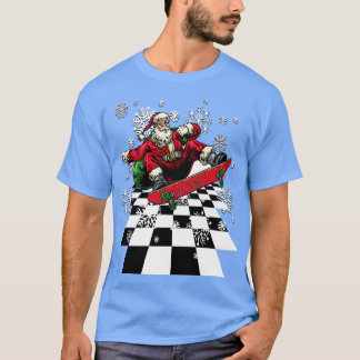 Camiseta Santa Claus Skateboard Skateboard Snowflakes Ch