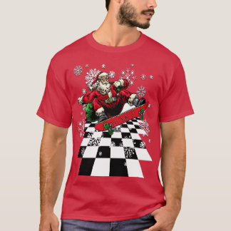 Camiseta Santa Claus Skateboard Skateboard Snowflakes Ch