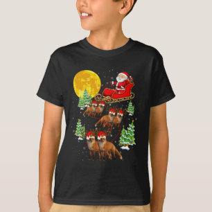 Camiseta Santa Claus Sleigh & Reindet Foxes Xmas Pajam
